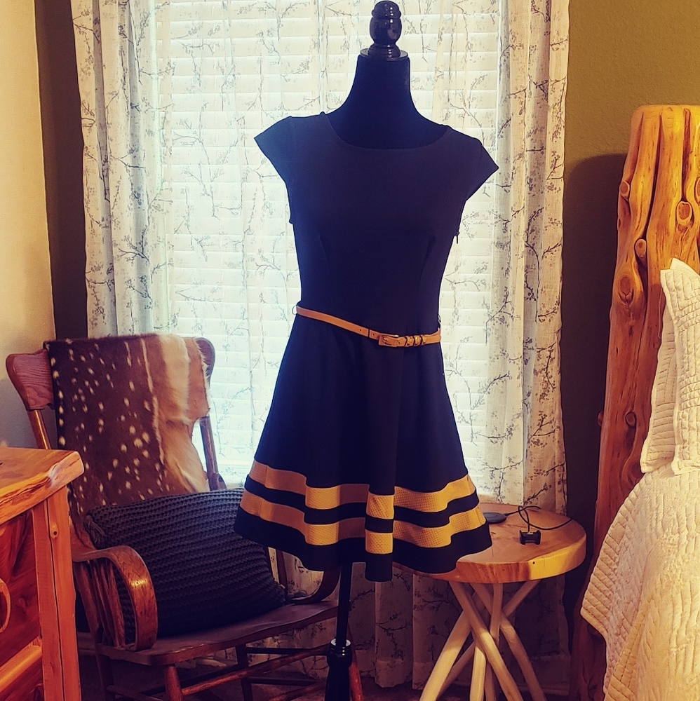 Balck dress with belt and studs